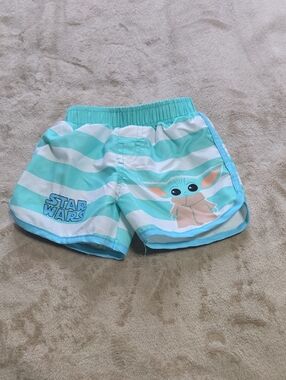 Star Wars Mint Stripe Baby Yoda Infant Swim Trunks